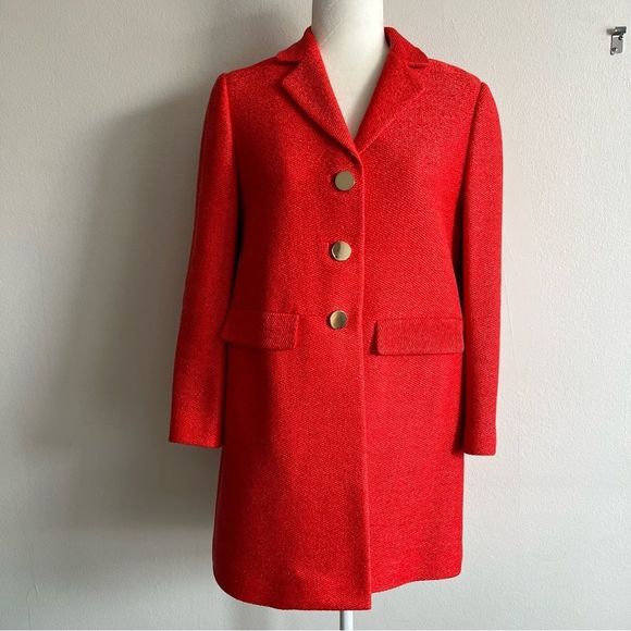 LIKE NEW Tory Burch Bright Orange 3/4 Coat - Picture 1 of 12